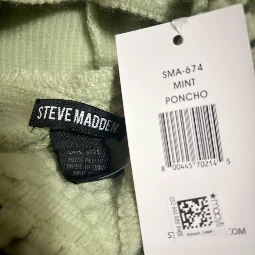 Steve Madden mint green poncho NWT
